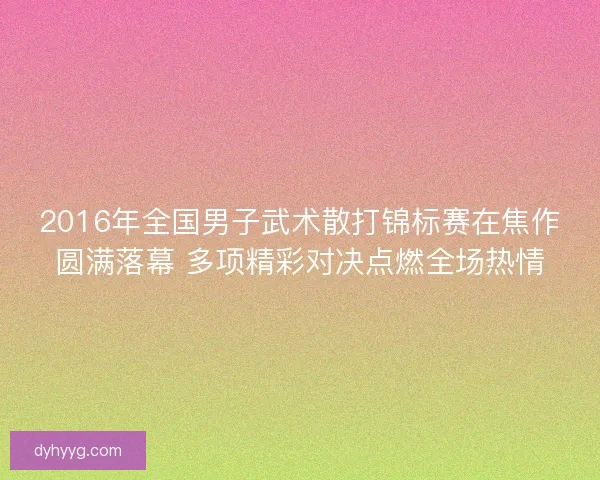 2016年全国男子武术散打锦标赛在焦作圆满落幕 多项精彩对决点燃全场热情